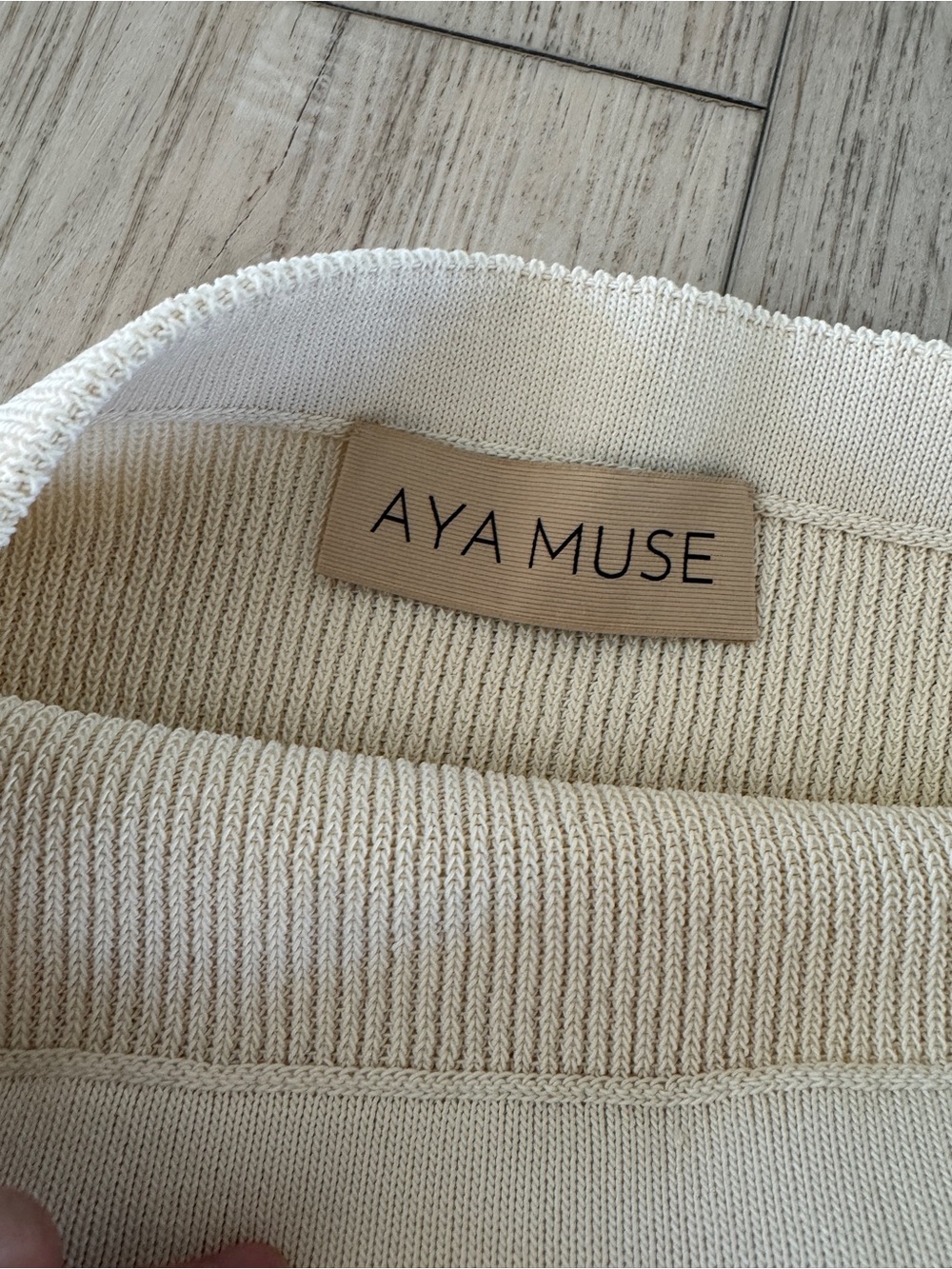 AYA MUSE Revolve Beige-Cream Knit Skirt
